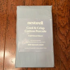 nestwell Full Fitted Sheet. Cool & Crisp Cotton Percale